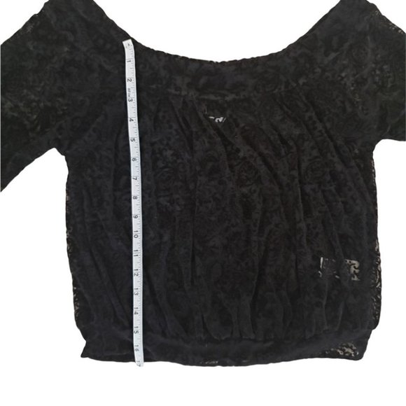 Free People Ginger Berry burnout velvet off the shoulder top black XS - Picture 9 of 12
